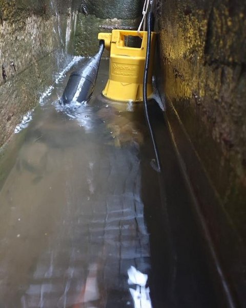 Wasserpumpe im Einsatz